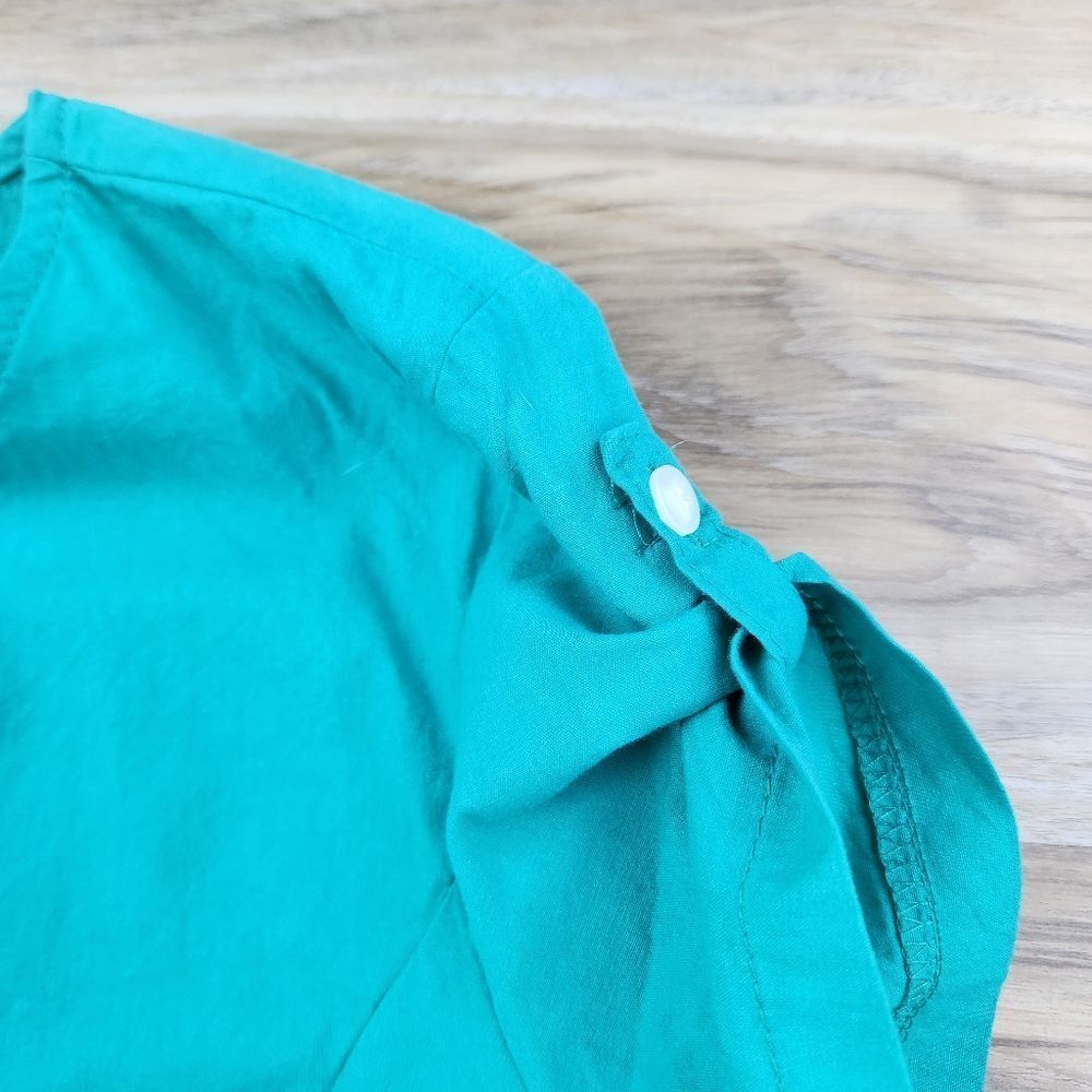 🍑Teal Button Tab Short Sleeve Dress Medium - Picture 8 of 14